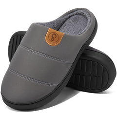 Ecetana Men's Slippers Comfortable Memory Faux Fur Slippers Warm Home Shoes Non-Slip Wear-Resistant Slippers