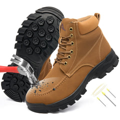 MeMoride Men's Waterproof Steel Toe Safety Work Boots Slip Resistant Industrial Construction Boot