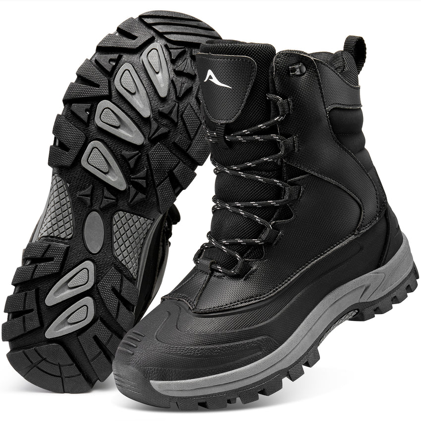 Ecetana Men's Snow Boots Waterproof Winter Lace-Up Warm Insulated Non-Slip Outdoor Hiking Boots