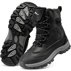 Ecetana Men's Snow Boots Waterproof Winter Lace-Up Warm Insulated Non-Slip Outdoor Hiking Boots