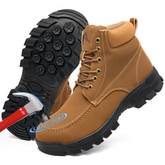 Decould sylf Men's Waterproof Steel Toe Safety Work Boots: Non Slip Puncture Resistant for Industrial Construction