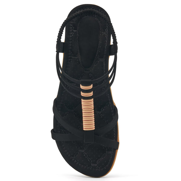 Decould sylf Womens Gladiator Sandals Elastic Ankle Strap Summer Beach Sandals Comfort Flat Shoes Casual
