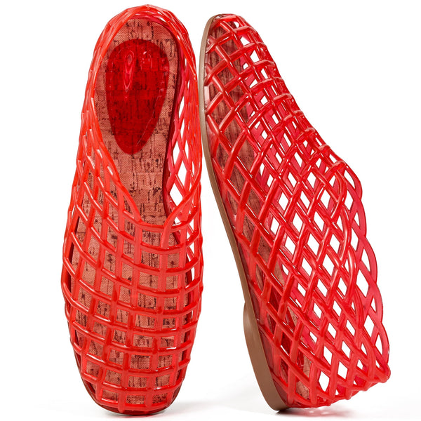 Ecetana Women's Jelly Sandals Mesh Flats Breathable Clear Hollow Jelly Shoes for Women
