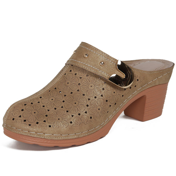 Ecetana Mules for Women Wedge Sandals Comfortable Dressy Slip On Shoes