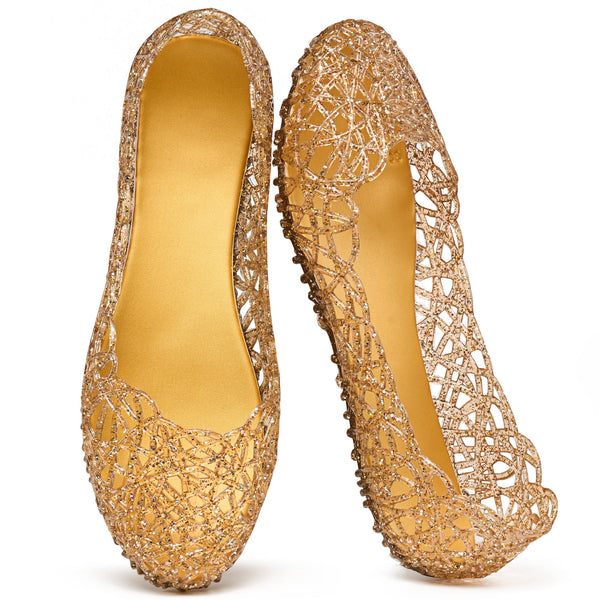 Ecetana Womens Jelly Sandals Ballet Shoes Lightweight Hollow Out Summer Beach Sandals