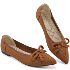 Ecetana Ballet Flats Shoes for Women Dressy Pointed Toe Knit Flats Slip On Shoes for Driving Dating Wedding