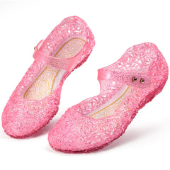 Ecetana Girls Jelly Sandals Princess Costumes Flats Shoes Cosplay Birthday Party Dress Up Shoes for Kids Toddler