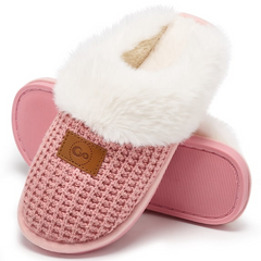 Ecetana Women's Fluffy Slippers Soft Comfort Memory Foam Indoor Outdoor House Slipper