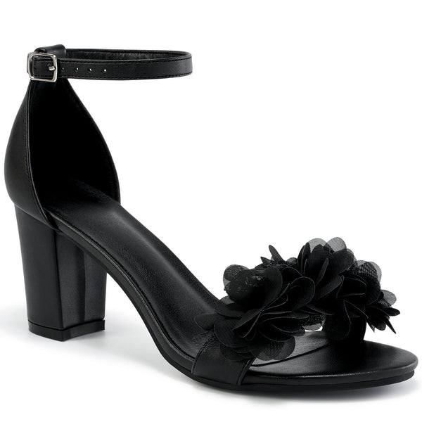 Ecetana Womens High Heel Sandals Open Toe Ankle Strap Chunky Heel Dress Shoes for Wedding Party