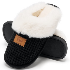Ecetana Women's Fluffy Slippers Soft Comfort Memory Foam Indoor Outdoor House Slipper