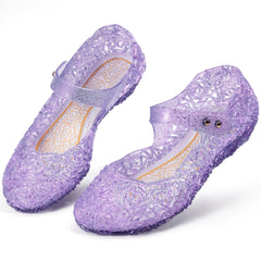 Ecetana Girls Jelly Sandals Princess Costumes Flats Shoes Cosplay Birthday Party Dress Up Shoes for Kids Toddler