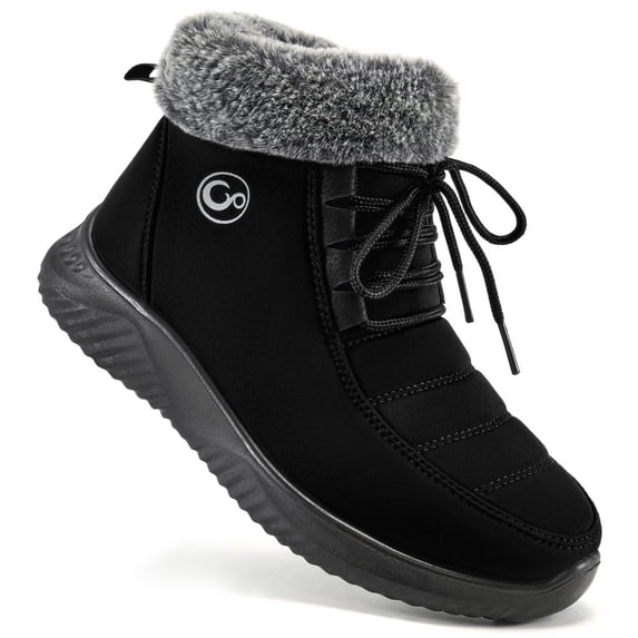 Ecetana Women's Snow Boots Faux Fur Lined Short Boots Side Zipper Non Slip Outdoor Winter Boots for Women