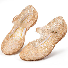 Ecetana Girls Jelly Sandals Princess Costumes Flats Shoes Cosplay Birthday Party Dress Up Shoes for Kids Toddler