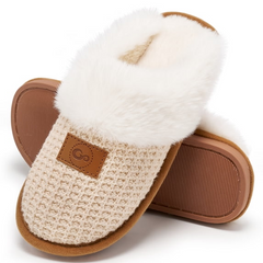Ecetana Women's Fluffy Slippers Soft Comfort Memory Foam Indoor Outdoor House Slipper
