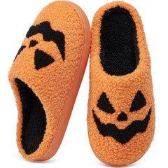 Ecetana Halloween Slippers for Women Holiday Fluffy Warm Fleece Slippers Indoor Bedroom House Shoes