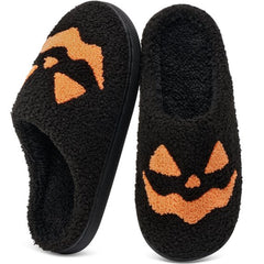 Ecetana Halloween Slippers for Women Holiday Fluffy Warm Fleece Slippers Indoor Bedroom House Shoes
