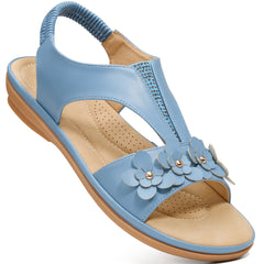 Ecetana Sandals for Women Dressy Comfortable Summer Beach Casual Elastic Strap Flat Sandals