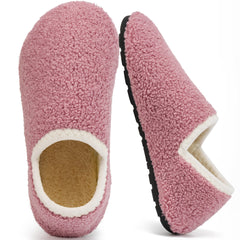 Ecetana Fuzzy Slippers for Women Plush Closed Back Non-Slip Indoor House Slippers