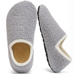 Ecetana Fuzzy Slippers for Women Plush Closed Back Non-Slip Indoor House Slippers