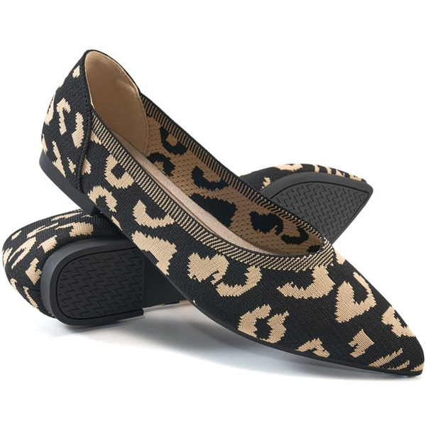 Ecetana Flats for Women Pointed Toe Ballet Flats Knit Casual Dressy Shoes for Women
