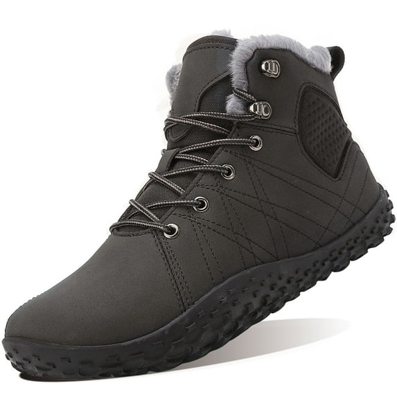 Ecetana Mens Wide Toe Snow Boots Lightweight Waterproof Winter Boots Fuax Fur Lined Anti-slip Cold Weather Shoes