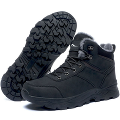 MeMoride Mens Snow Boots Waterproof Warm Faux Fur Lined Ankle Booties Non-slip Winter Hiking Boots for Men