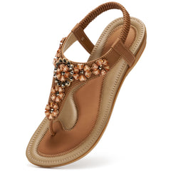 Ablanczoom Flip Flops Womens Sandals: Comfortable Flat Sandals for Women Beach Shoes with Elastic Ankle Strap