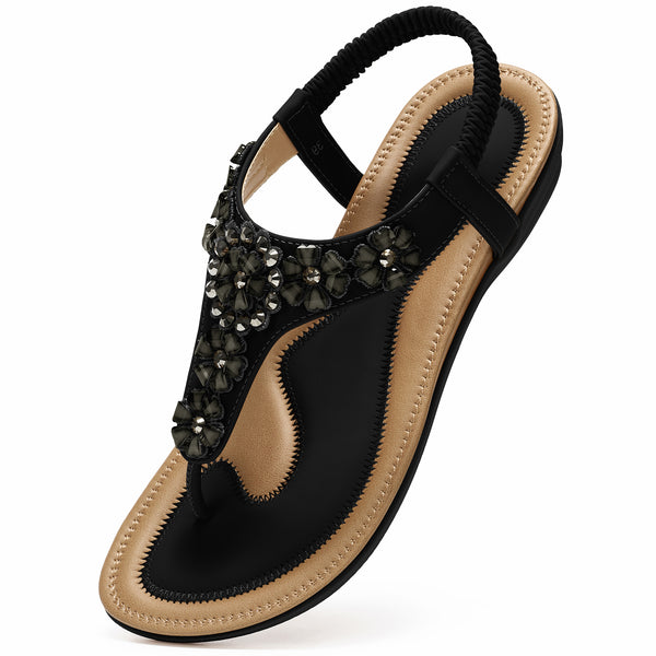 Ablanczoom Flip Flops Womens Sandals: Comfortable Flat Sandals for Women Beach Shoes with Elastic Ankle Strap