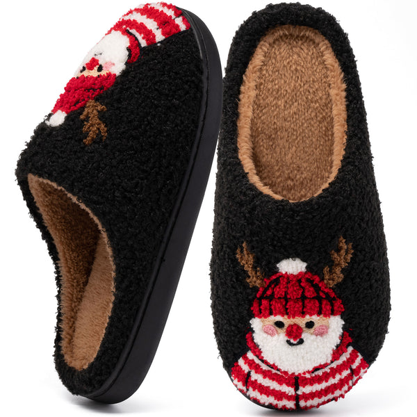 Ecetana Christmas House Slippers for Women Men Holiday Indoor Bedroom Warm Cozy Fluffy Slippers