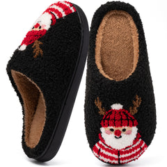 Ecetana Christmas House Slippers for Women Men Holiday Indoor Bedroom Warm Cozy Fluffy Slippers
