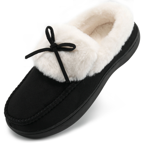 Ecetana Women's Moccasin Slippers Micro Suede Warm Fuzzy Slip On Loafers Shoes for Women Indoor Outdoor