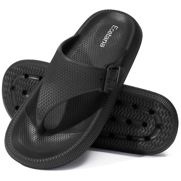 Ecetana Flip Flops Pillow Slippers for Women Soft Slides Sandals Cushion Beach Shoes