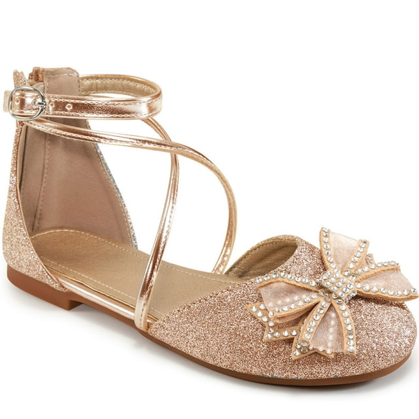 Ecetana Girls Dress Shoes Ballerina Flats for Wedding Party Bow Comfort Dressy Flat Shoes