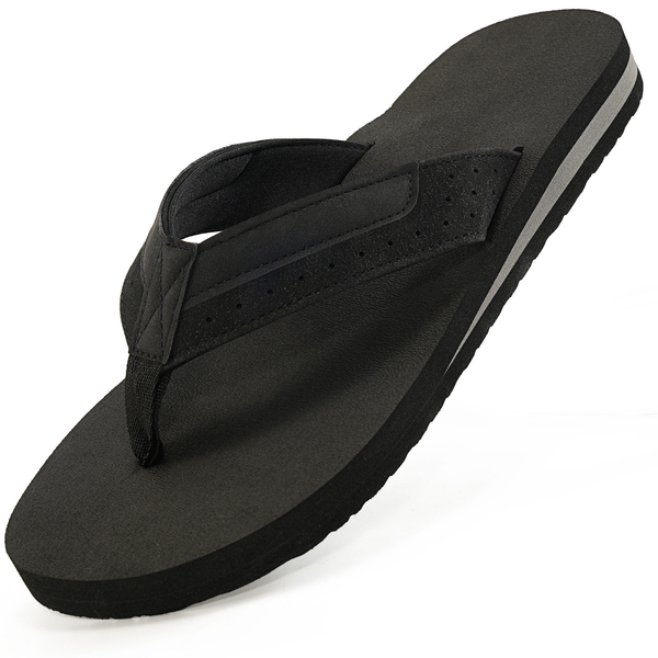 Ecetana Men's Flip Flops Comfort Yoga Mat Leather Beach Thong Sandals with Arch Support