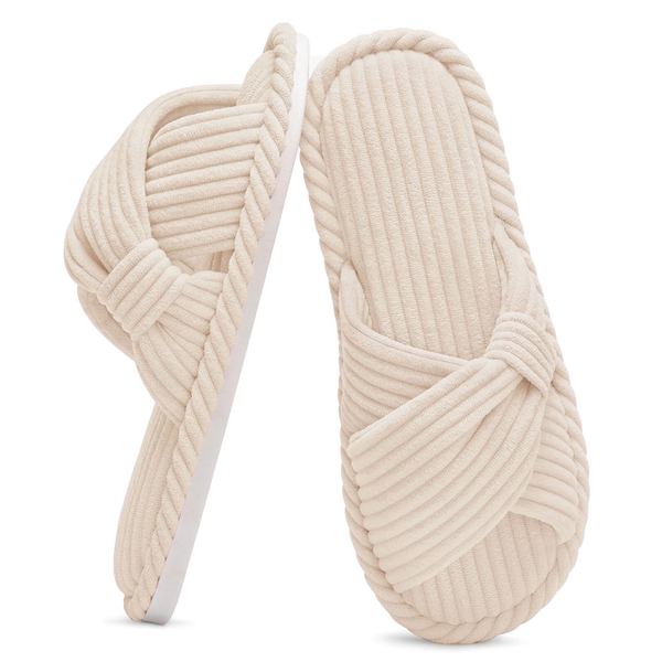 Ecetana Womens House Slippers Cross Band Open Toe Comfortable Home Shoes