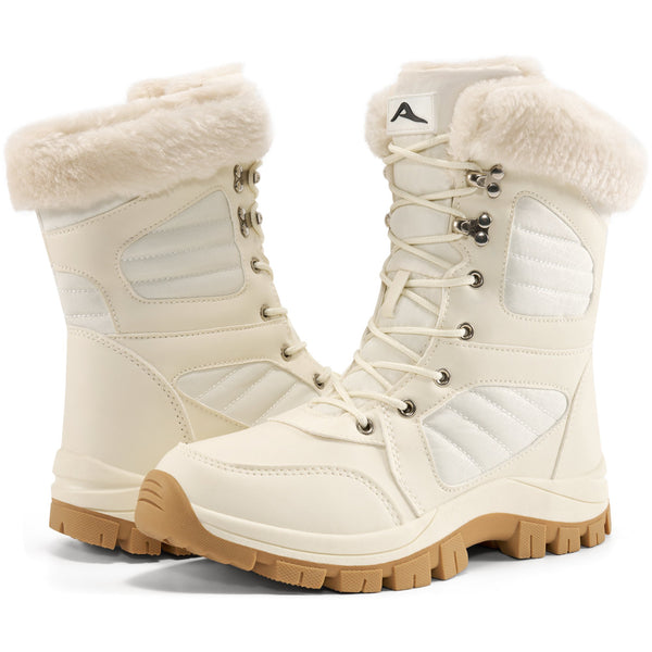 Ecetana Snow Boots for Women Faux Fur Cozy Warm Winter Boots Waterproof Outdoor Shoes for Walking Hiking