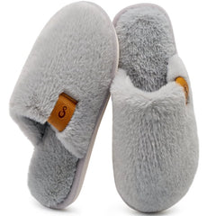 Ecetana Women's Fuzzy Slippers Indoor Cozy Soft Memory Foam Slip On House Shoes for Women