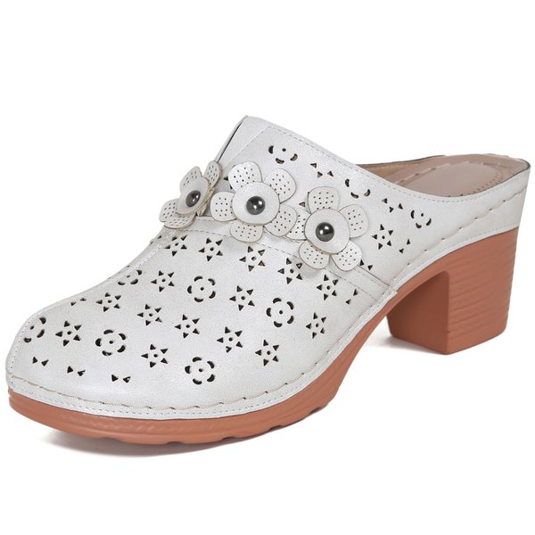 Ecetana Womens Heeled Mules Closed Toe Slip On Clogs for Women Comfort Chunky Heel Sandals