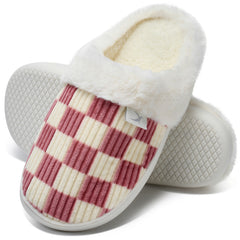 Ecetana Women's Fuzzy Faux Fur Slippers Memory Foam Warm Winter House Shoes Non Slip Slippers