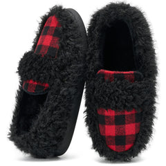 Ecetana Womens Fuzzy Slippers Memory Foam Closed Back Non-Slip House Slippers for Women