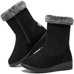 Ablanczoom Snow Boots Womens Non-Slip Outdoor Winter Shoes Round Toe Booties for Women with Warm Faux Fur