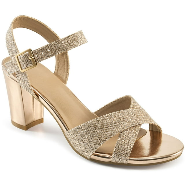 Ecetana Heeled Sandals for Women Chunky Low Heels Pump Sandals Open Toe Ankle Strap Wedding Party Dress Shoes