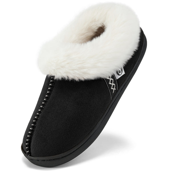 Slippers for Women House Shoes Winter: Comfy Memory Foam No-slip Womens Slippers with Fuzzy Faux Fur Indoors Outdoors