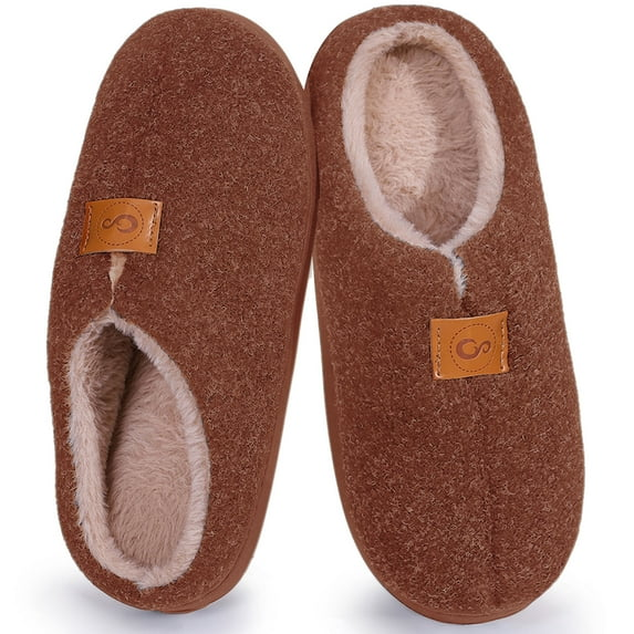 Ecetana Men's Cozy House Slippers Plush Fuzzy Lined Slip-On Indoor Warm Shoes