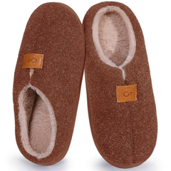 Ecetana Men's Cozy House Slippers Plush Fuzzy Lined Slip-On Indoor Warm Shoes