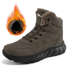 Ecetana Men's Winter Snow Boots Warm Faux Fur Lined Non Slip Outdoor Shoes for Hiking Walking