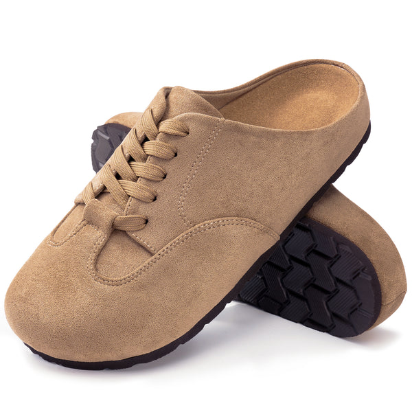 Ablanczoom Suede Clogs for Women Mules: No-Slip Arch Support Sandals Women Cork Footbed Slippers Shoes