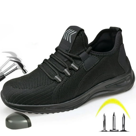 Ecetana Men's Steel Toe Shoes Slip Resistant Puncture Safety Work Sneakers