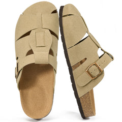Ecetana Sandals for Women Closed Toe Slide Comfort Cork Footbed Slip On Clogs Shoes