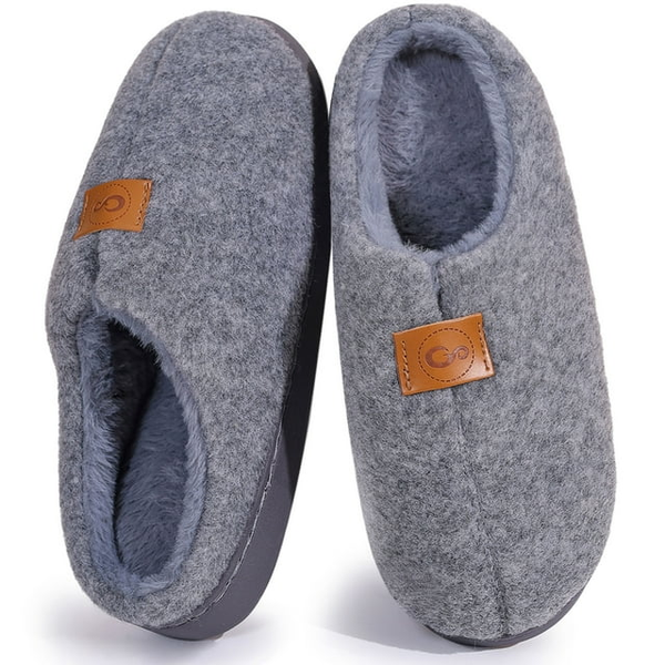 Ecetana Men's Cozy House Slippers Plush Fuzzy Lined Slip-On Indoor Warm Shoes